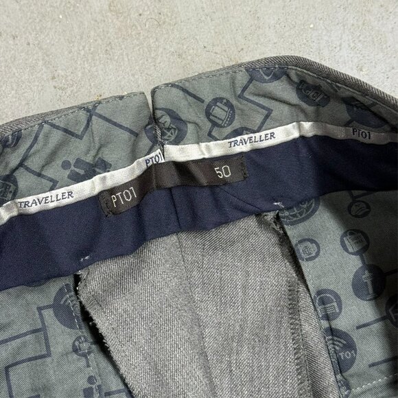 PT01 Traveller Dress Pants Grey Wool Trousers Slim Fit Stretch 32x29 - Picture 6 of 13